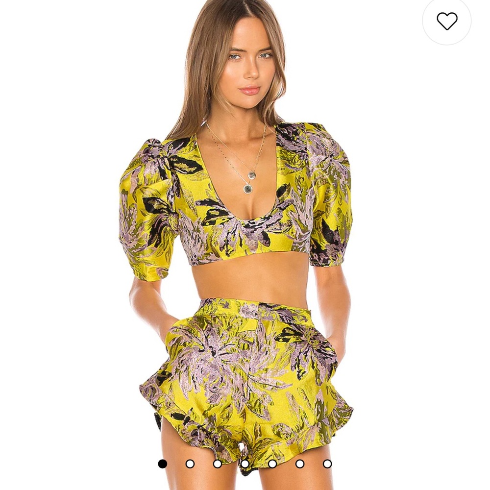 NWT Camila Coelho Kahlo Crop Top in Yellow Floral, Size M